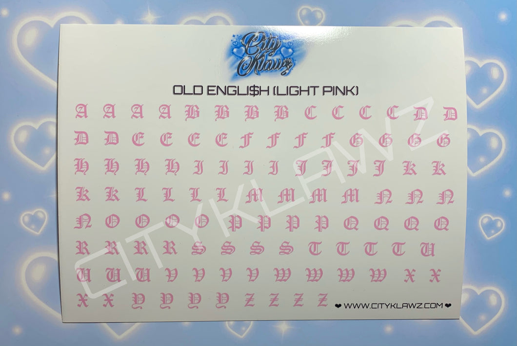 DECAL$ - OLD ENGLI$H (LIGHT PINK)