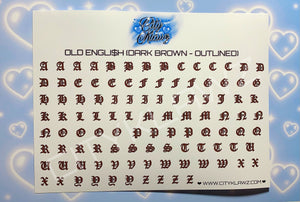 DECAL$ - OLD ENGLI$H (DARK BROWN)