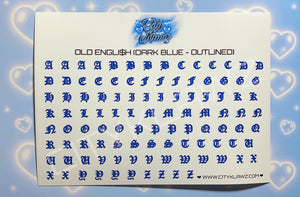 DECAL$ - OLD ENGLI$H (DARK BLUE)