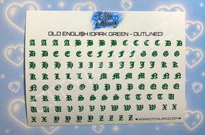 DECAL$ - OLD ENGLI$H (DARK GREEN)